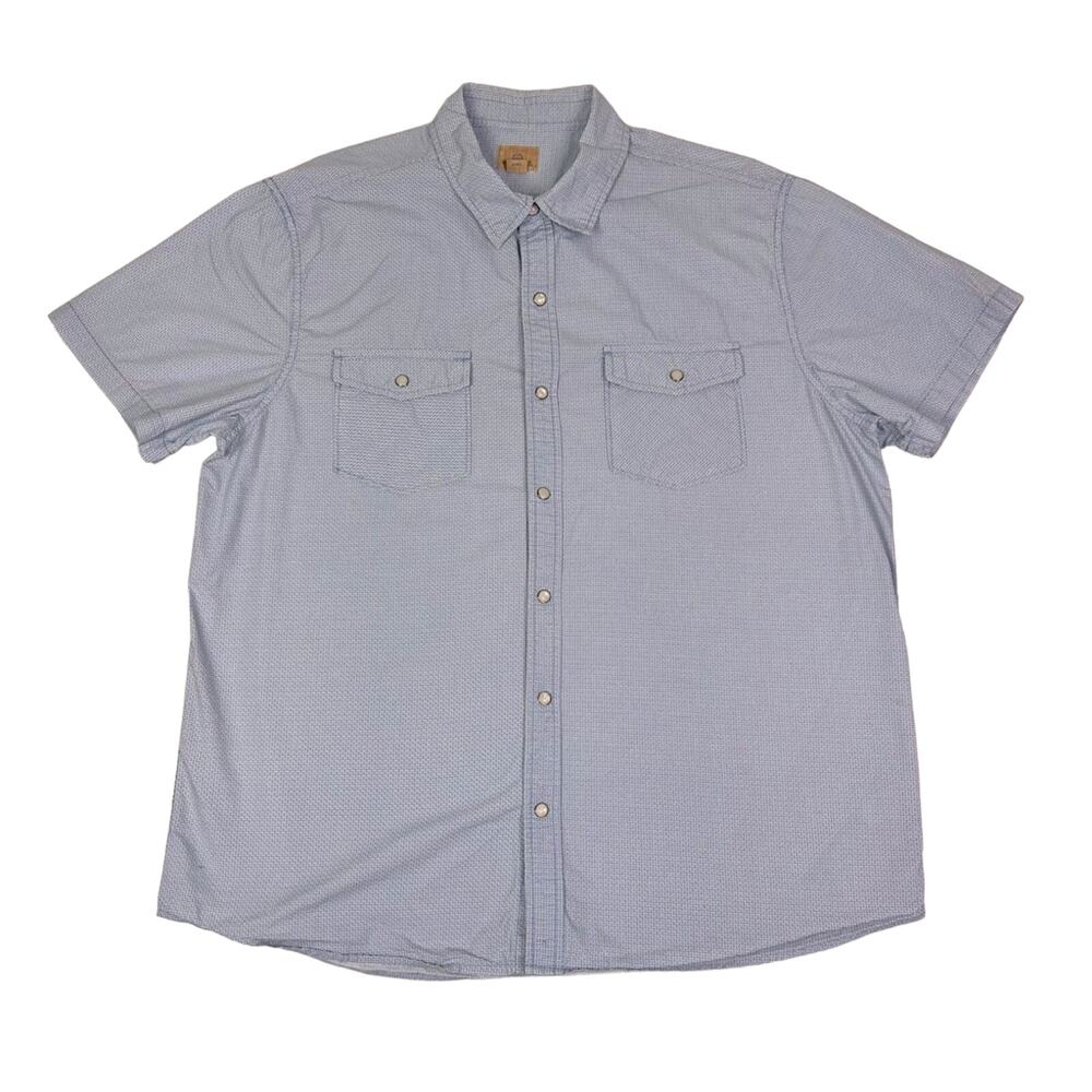 Trevero Shirt Mens XL Blue  Short Sleeve Cotton Snap Button Chest Pockets
